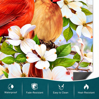 Christmas Cardinal Magnetic Dishwasher Cover Holiday Love in Bloom