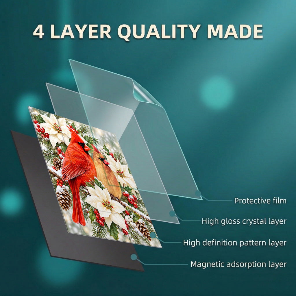 Christmas Cardinal Magnetic Dishwasher Cover Winter Lovebirds