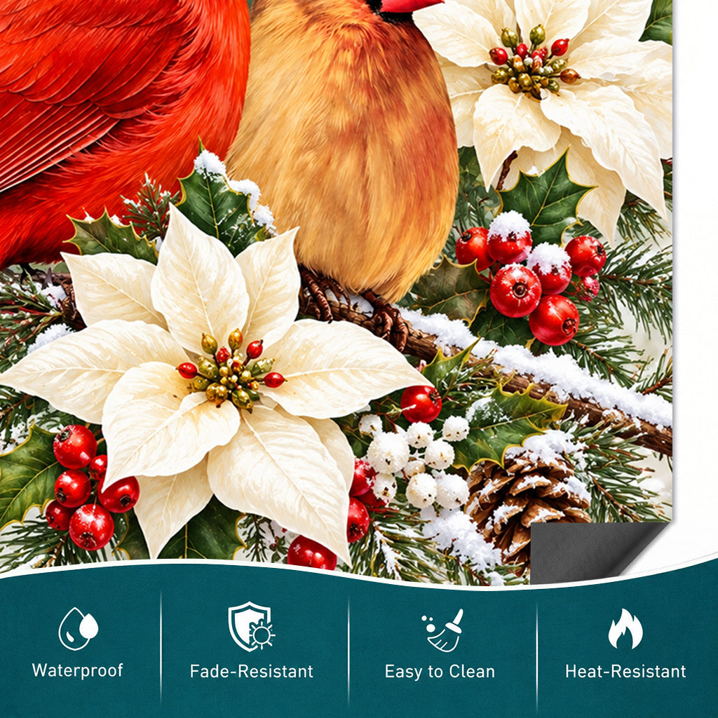 Christmas Cardinal Magnetic Dishwasher Cover Winter Lovebirds