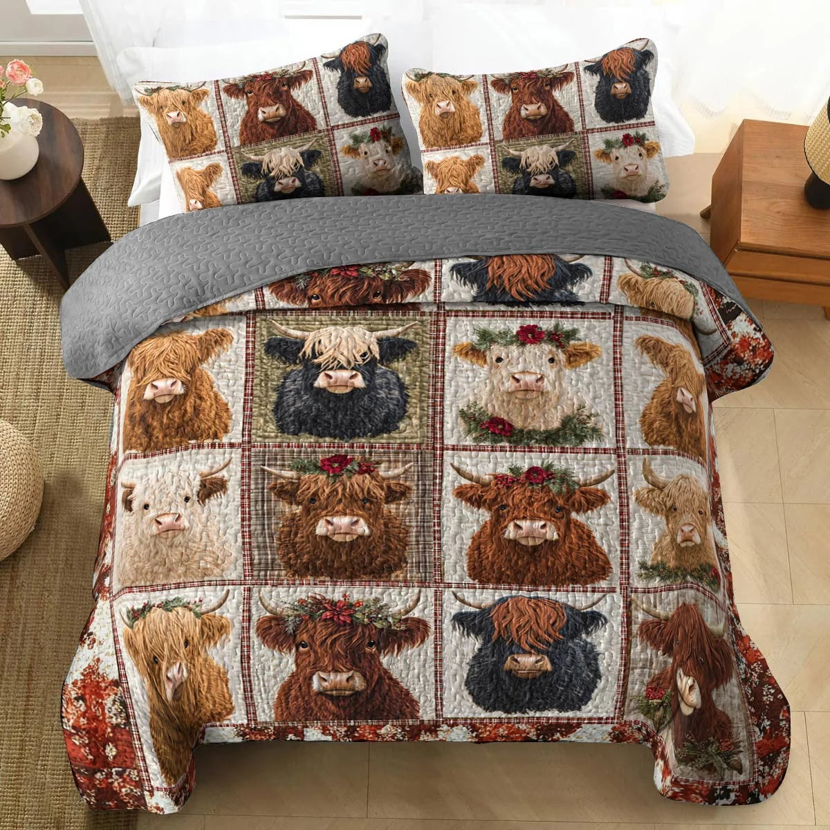 Highland Cow Quilted Blanket Cows In My Heart