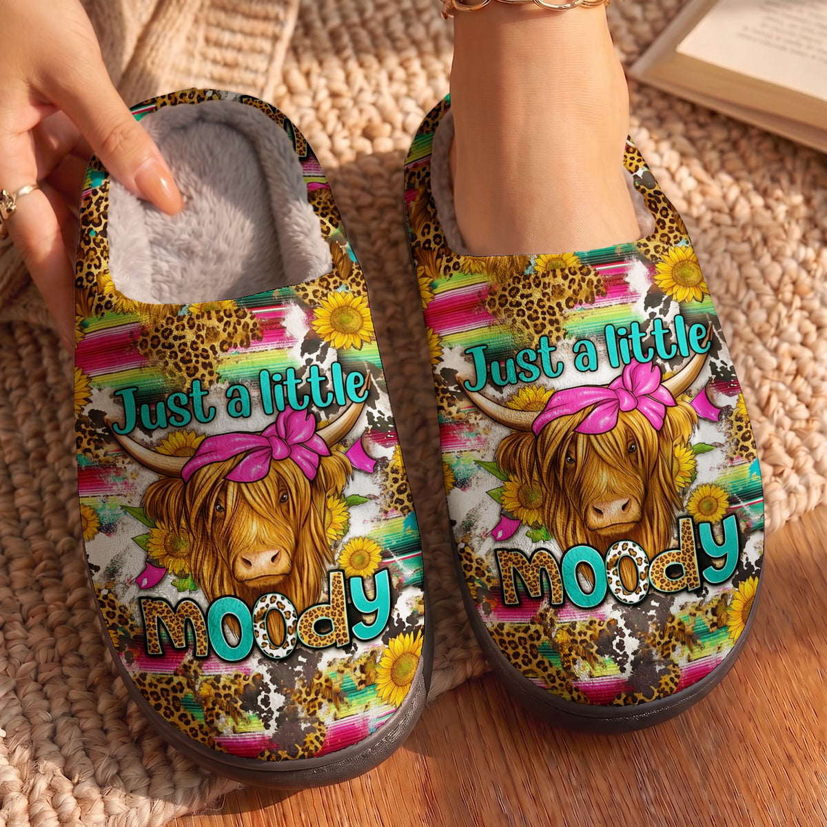 Highland Cow Fleece Lined Slippers