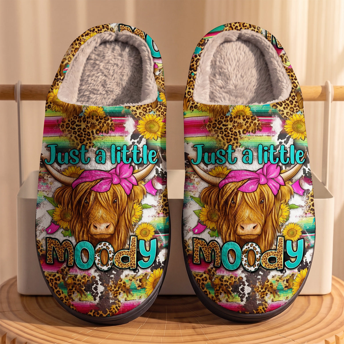 Highland Cow Fleece Lined Slippers