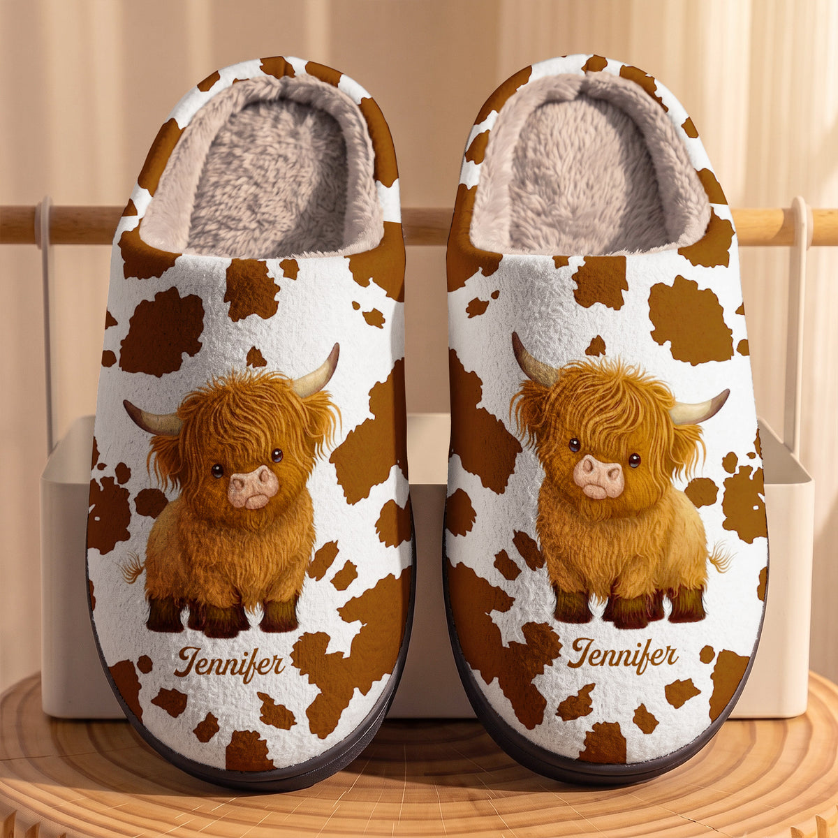 Personalized Cow Fleece Lined Slippers Just A Girl Who Loves Highland Cows