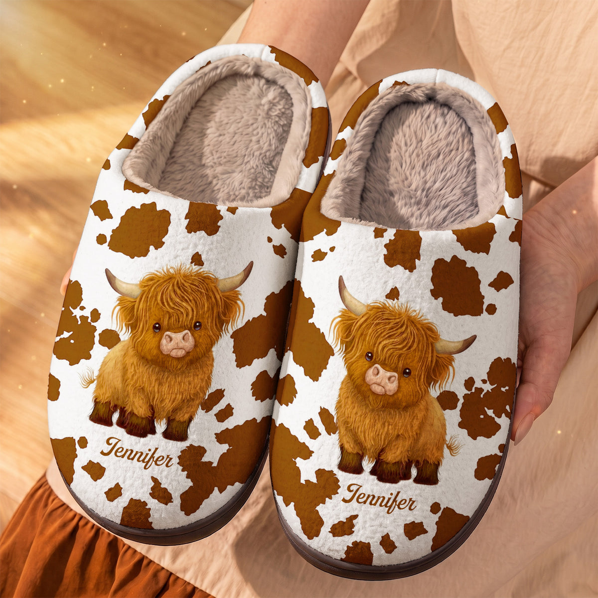 Personalized Cow Fleece Lined Slippers Just A Girl Who Loves Highland Cows