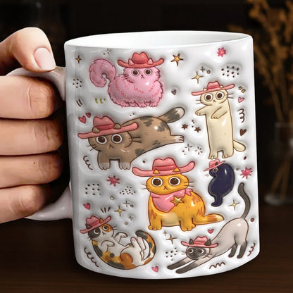 Cat Ceramic Mug Cowboy Cats