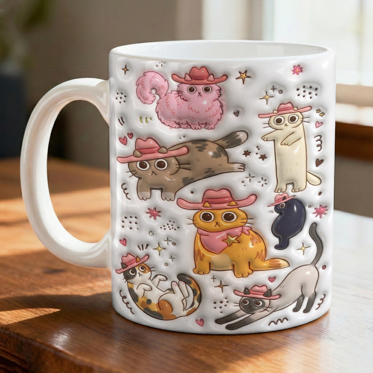 Cat Ceramic Mug Cowboy Cats