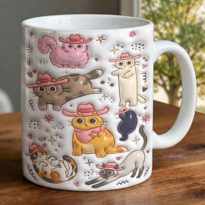Cat Ceramic Mug Cowboy Cats