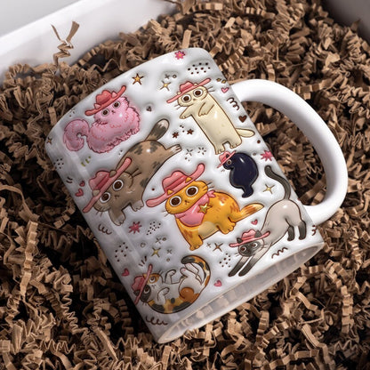Cat Ceramic Mug Cowboy Cats