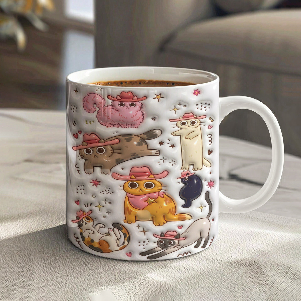 Cat Ceramic Mug Cowboy Cats