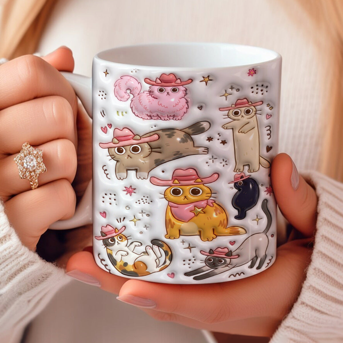 Cat Ceramic Mug Cowboy Cats