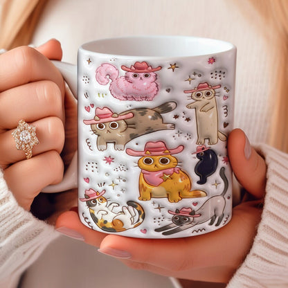 Cat Ceramic Mug Cowboy Cats