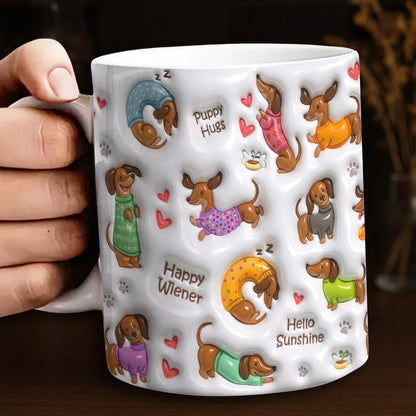 Dachshund Ceramic Mug Happy Wiener Hugs