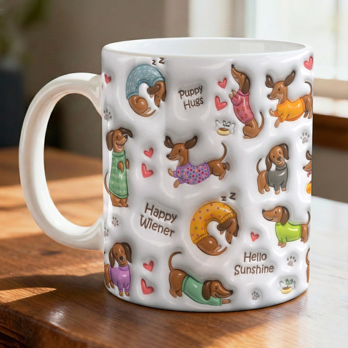 Dachshund Ceramic Mug Happy Wiener Hugs