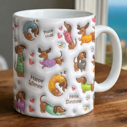 Dachshund Ceramic Mug Happy Wiener Hugs