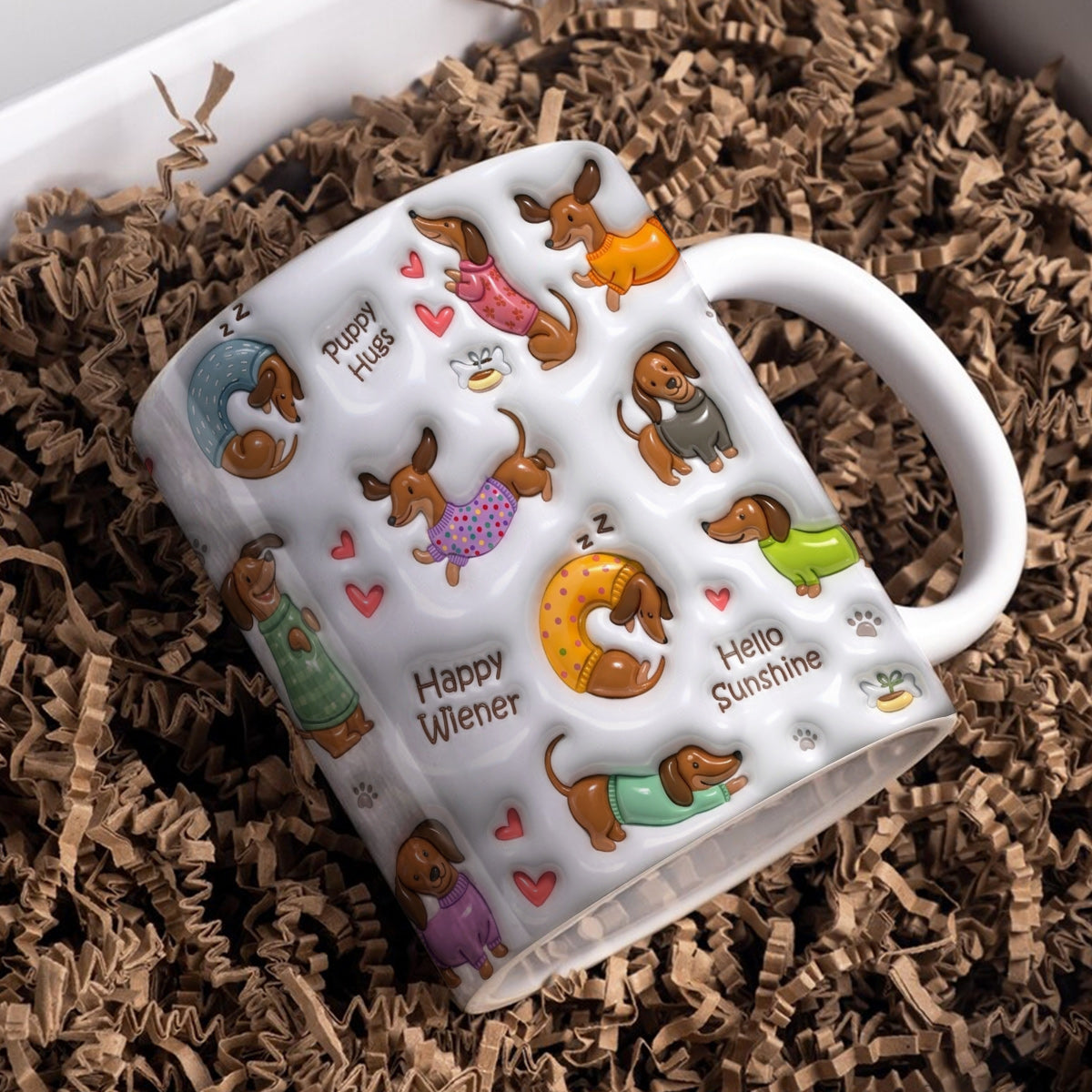 Dachshund Ceramic Mug Happy Wiener Hugs