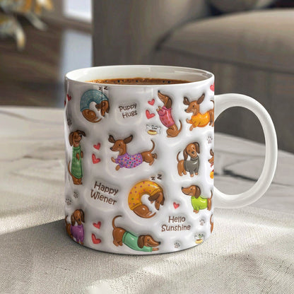 Dachshund Ceramic Mug Happy Wiener Hugs