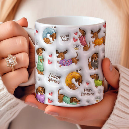 Dachshund Ceramic Mug Happy Wiener Hugs
