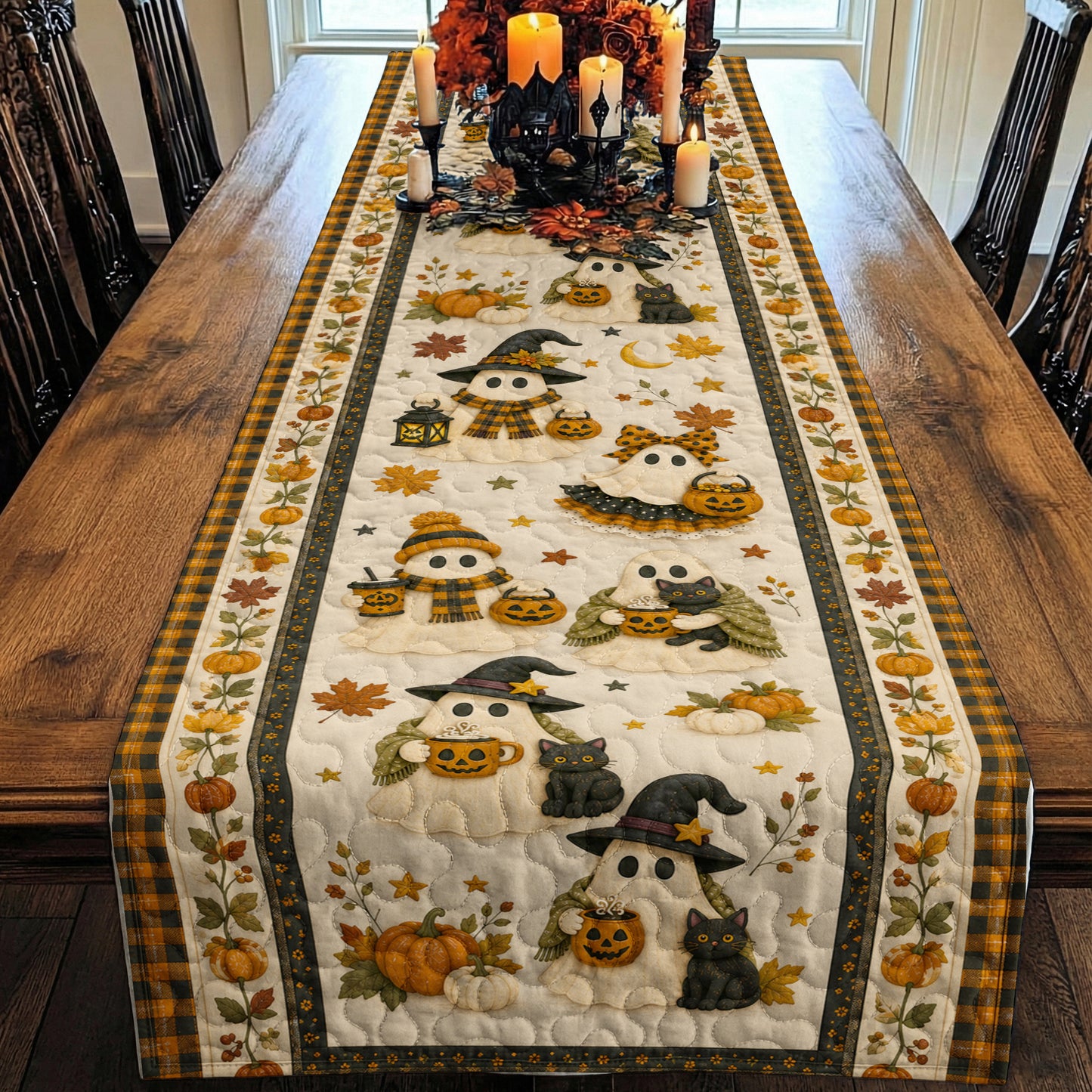 Halloween Quilted Table Runner Spooky Friends
