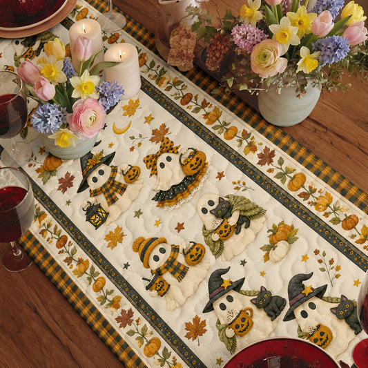 Halloween Quilted Table Runner Spooky Friends