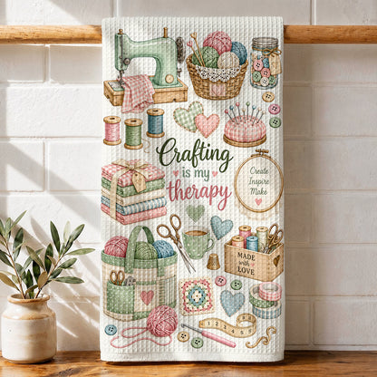 Sewing & Crafting Lovers Kitchen Towel Cozy Crafting Therapy