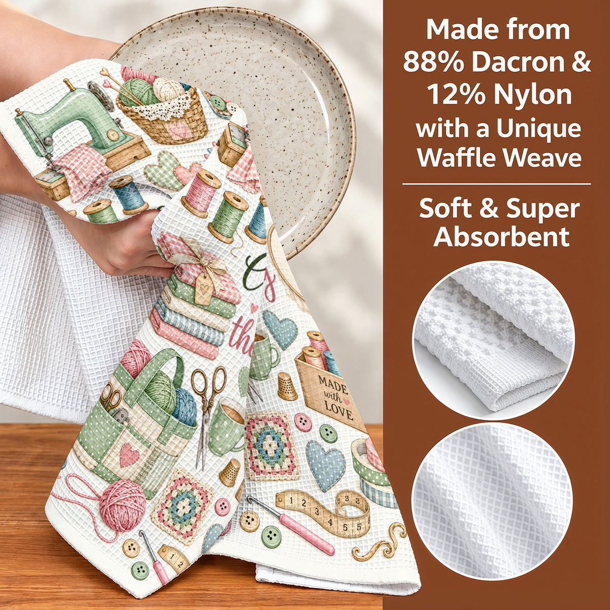 Sewing & Crafting Lovers Kitchen Towel Cozy Crafting Therapy