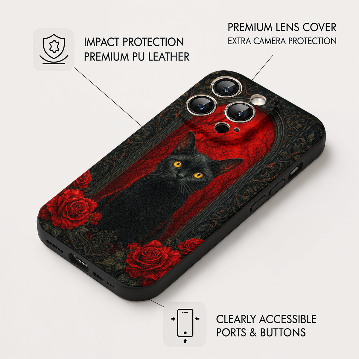 Gothic Leather Phone Case Crimson Gaze