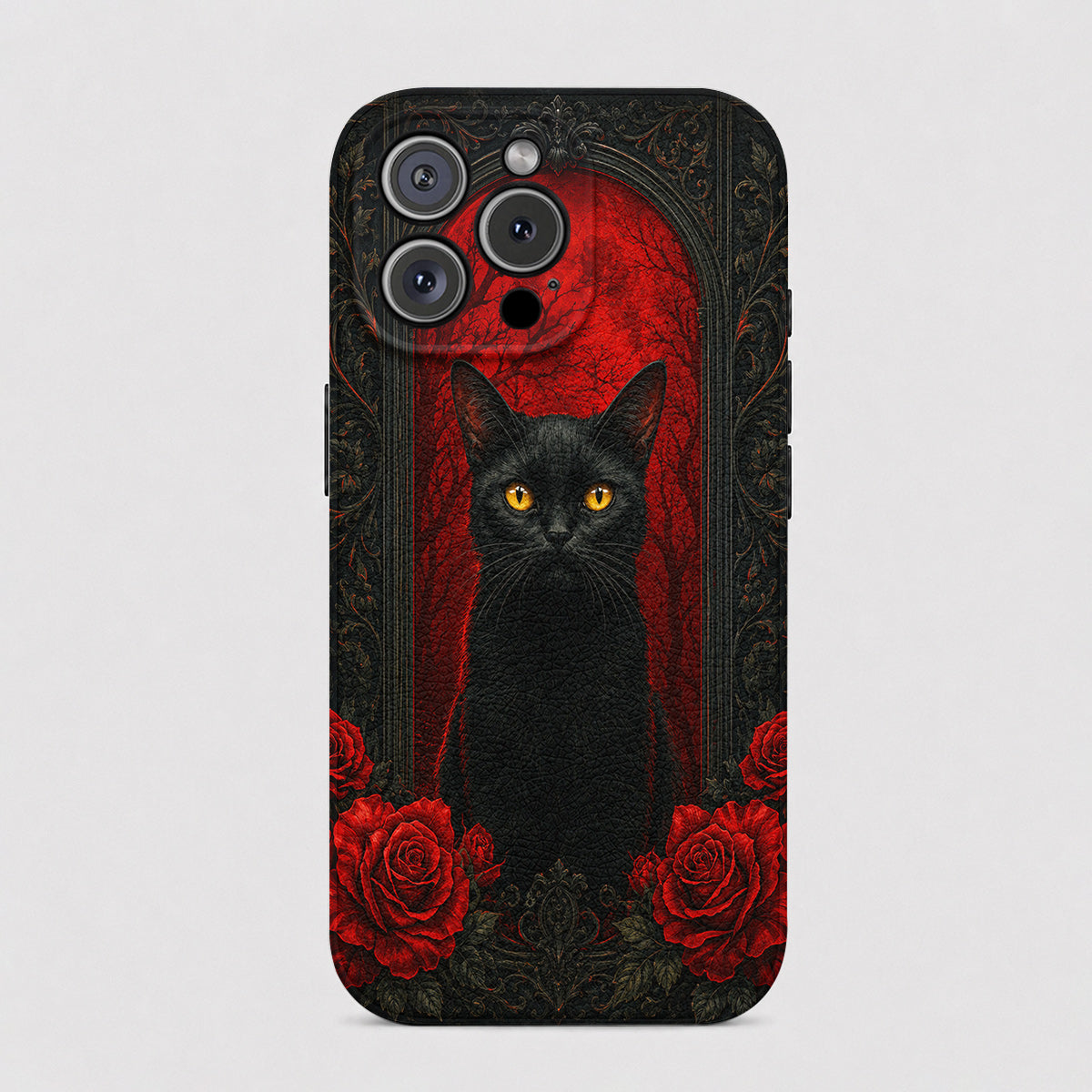 Gothic Leather Phone Case Crimson Gaze