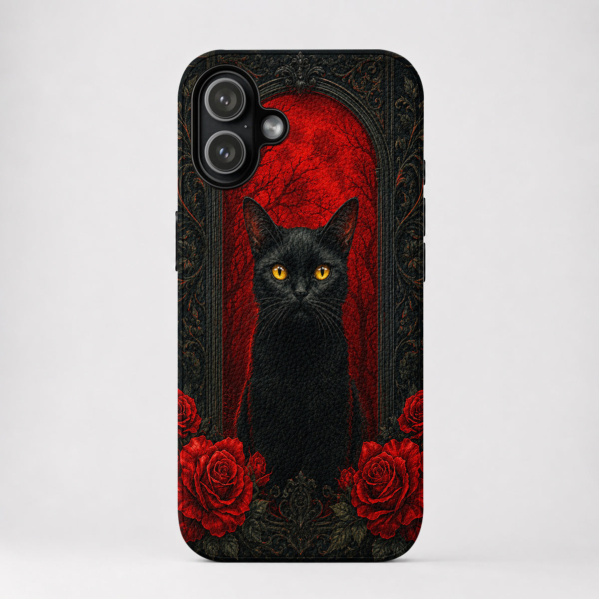 Gothic Leather Phone Case Crimson Gaze