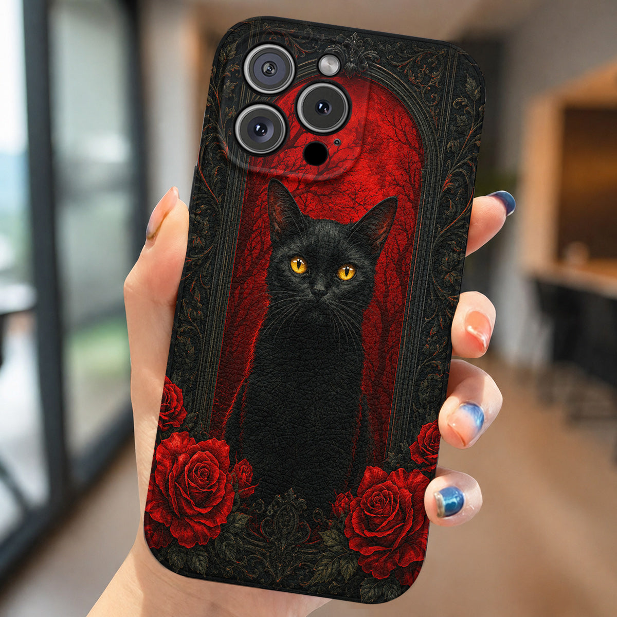 Gothic Leather Phone Case Crimson Gaze