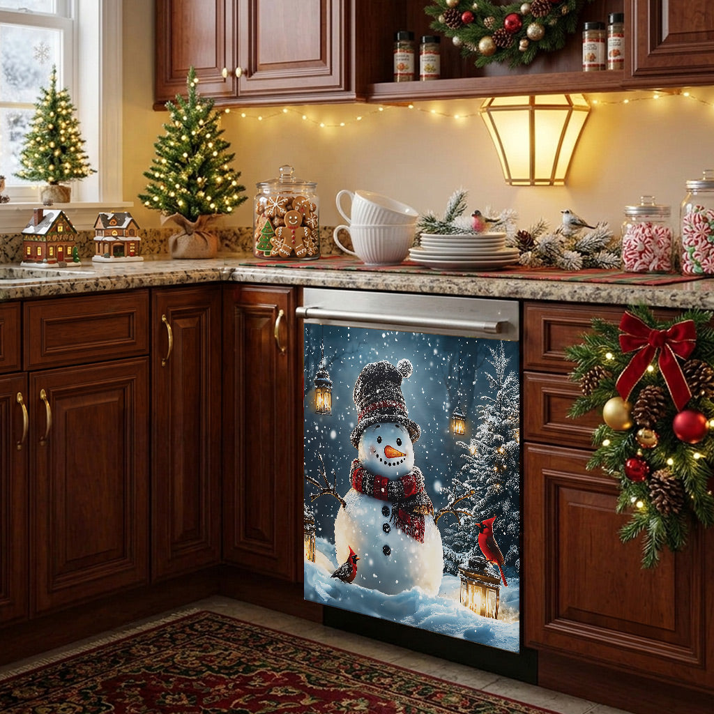 Christmas Magnetic Dishwasher Cover Snowman's Magical Winter Wonderland