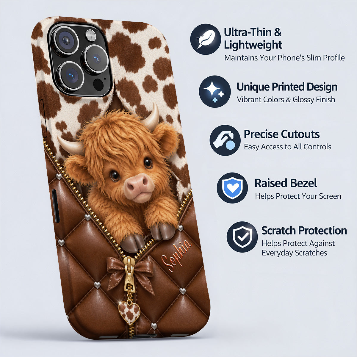 Personalized Highland Cow Sweetheart Phone Case