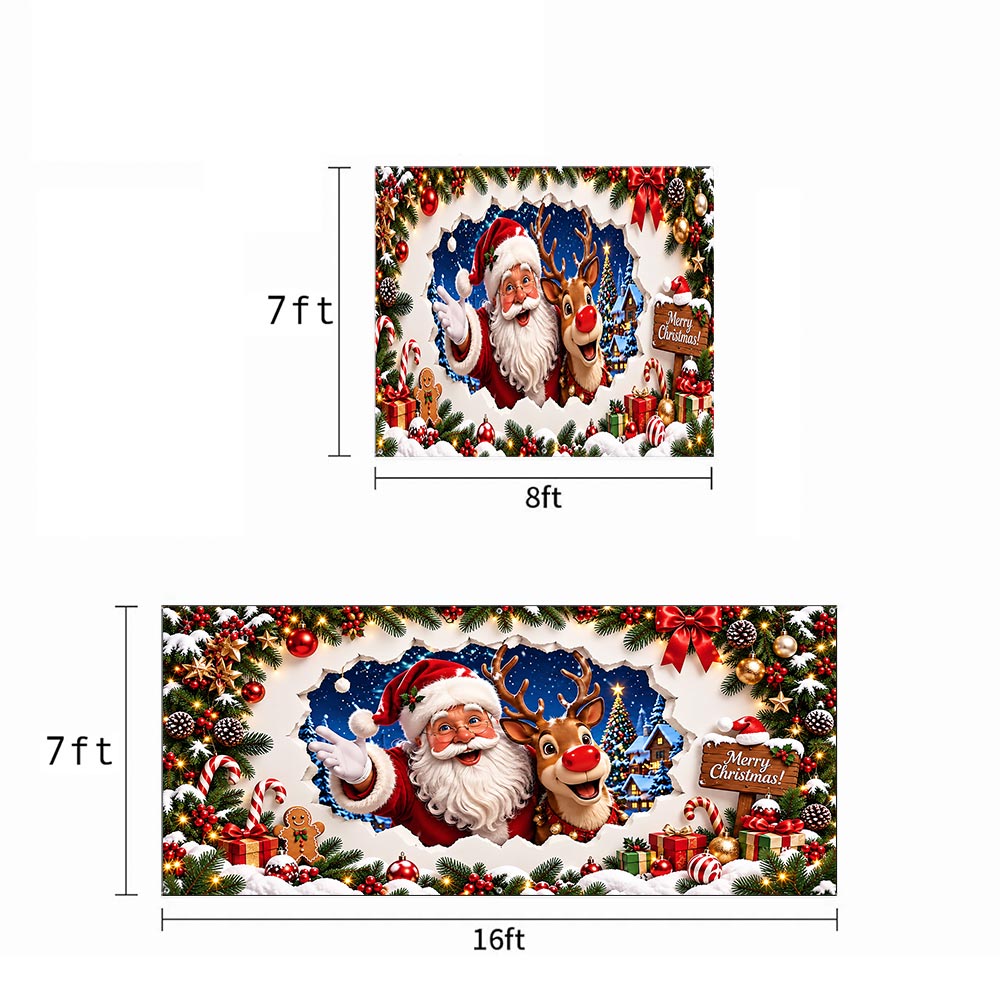Christmas Garage Door Banner Decoration - Santa’s Merry Christmas Surprise