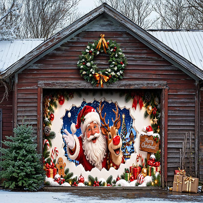 Christmas Garage Door Banner Decoration - Santa’s Merry Christmas Surprise