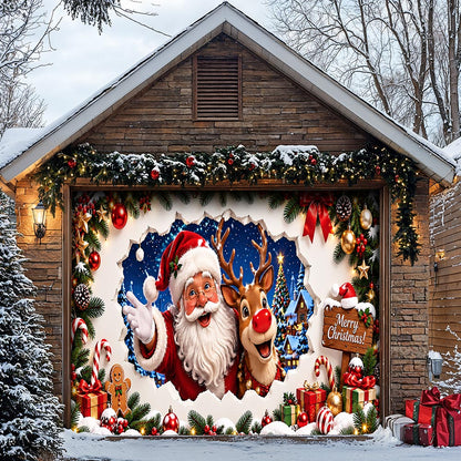 Christmas Garage Door Banner Decoration - Santa’s Merry Christmas Surprise