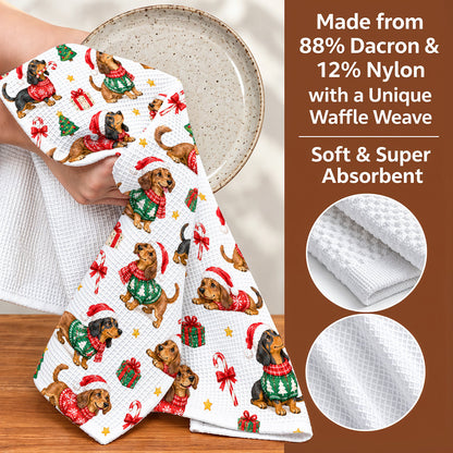 Dachshund Kitchen Towel Merry Little Doxies