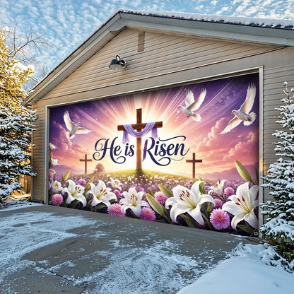 Christian Easter Garage Door Banner Decoration - Risen In Eternal Glory