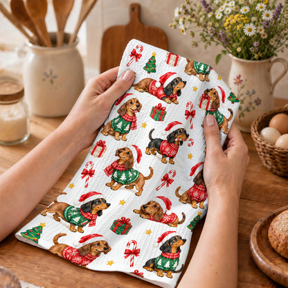 Dachshund Kitchen Towel Merry Little Doxies