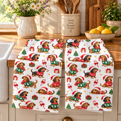 Dachshund Kitchen Towel Merry Little Doxies