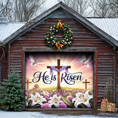 Christian Easter Garage Door Banner Decoration - Risen In Eternal Glory