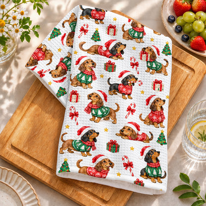 Dachshund Kitchen Towel Merry Little Doxies
