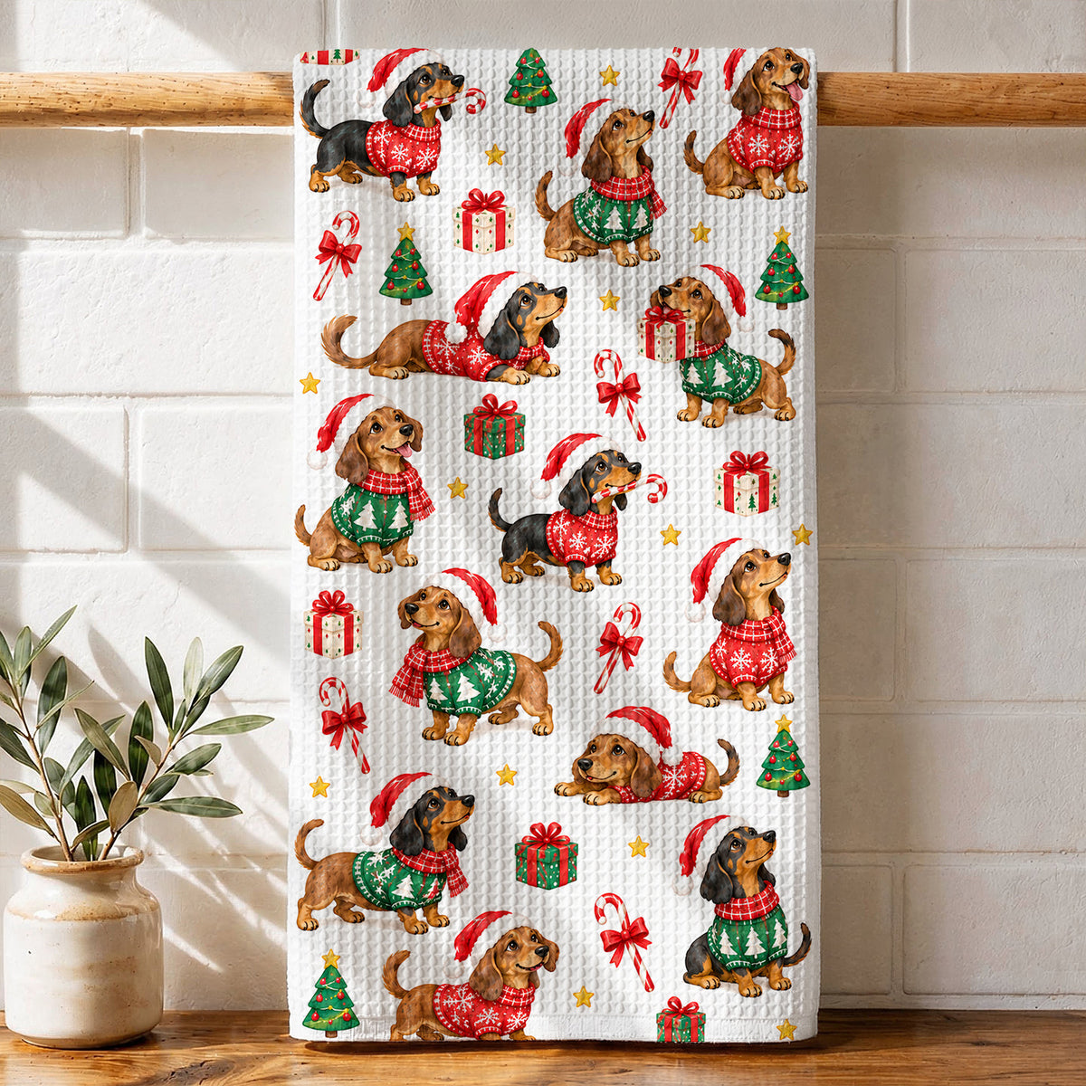 Dachshund Kitchen Towel Merry Little Doxies