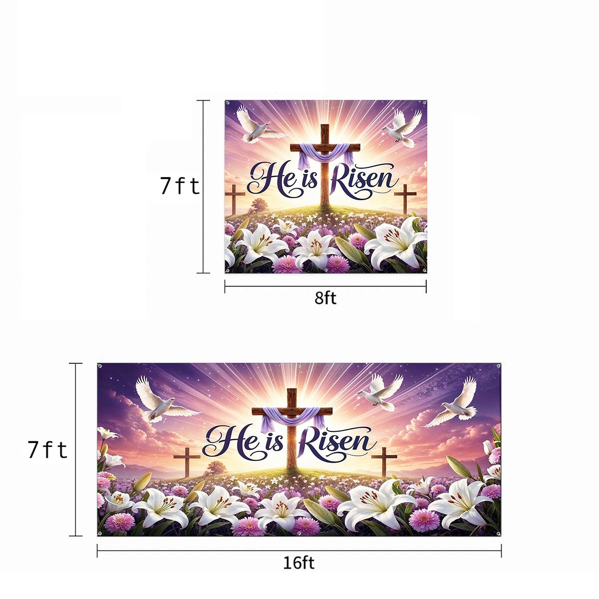 Christian Easter Garage Door Banner Decoration - Risen In Eternal Glory