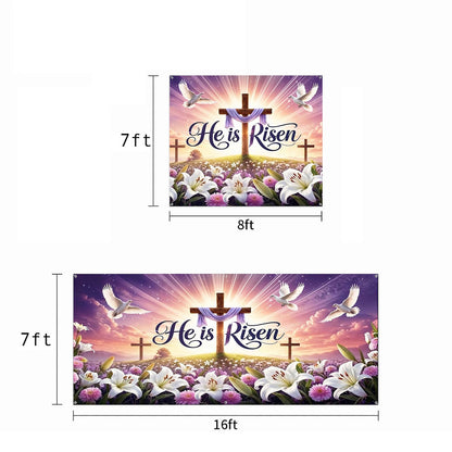 Christian Easter Garage Door Banner Decoration - Risen In Eternal Glory