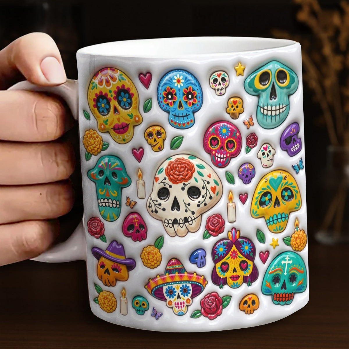 Skull Ceramic Mug Sugar Skull Fiesta