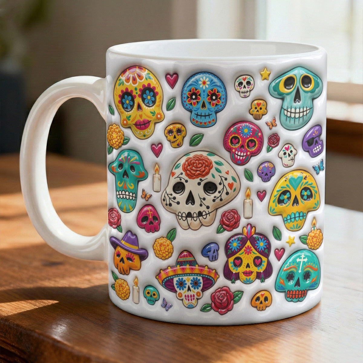 Skull Ceramic Mug Sugar Skull Fiesta