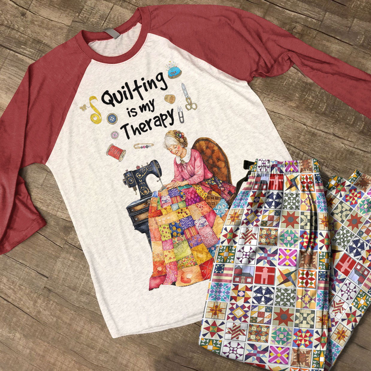 Sewing Lover Raglan Lounge Pajamas Quilting Is My Therapy Quilting Lady