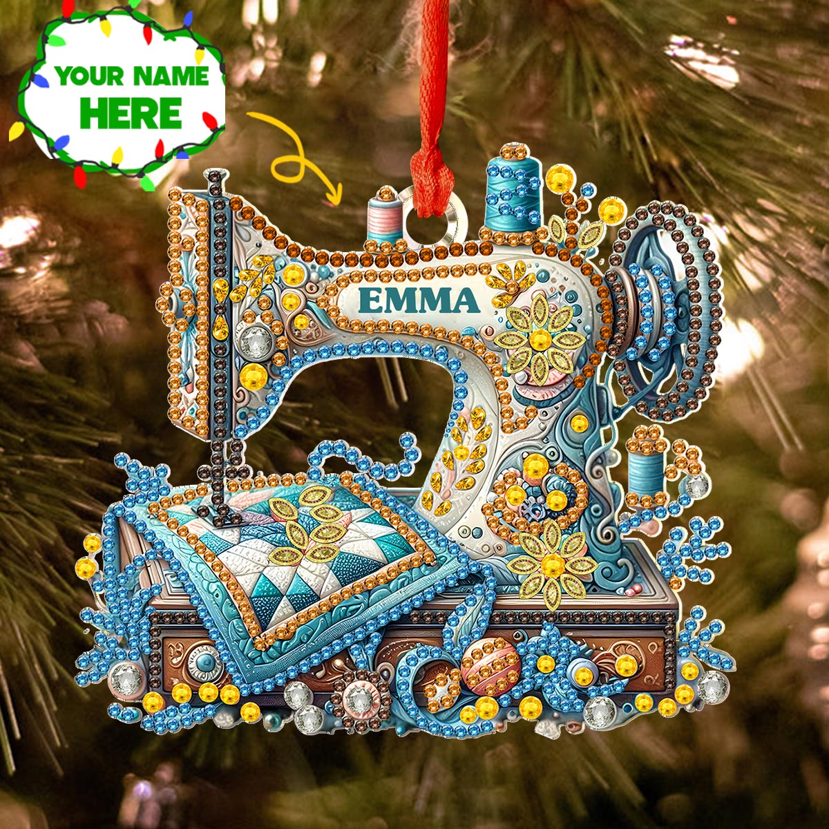 Sewing 2D Acrylic Ornament Stitch & Sparkle Personalized