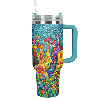 Chicken 40 oz Tumbler Colorful Chicken Garden