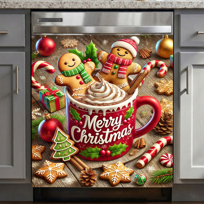 Christmas Magnetic Dishwasher Cover Gingerbread Christmas Cocoa Cheer