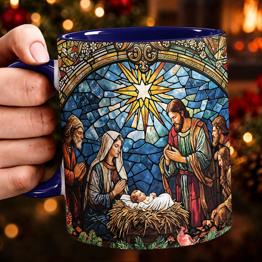 God Ceramic Accent Mug The Holy Night in Stained Glass